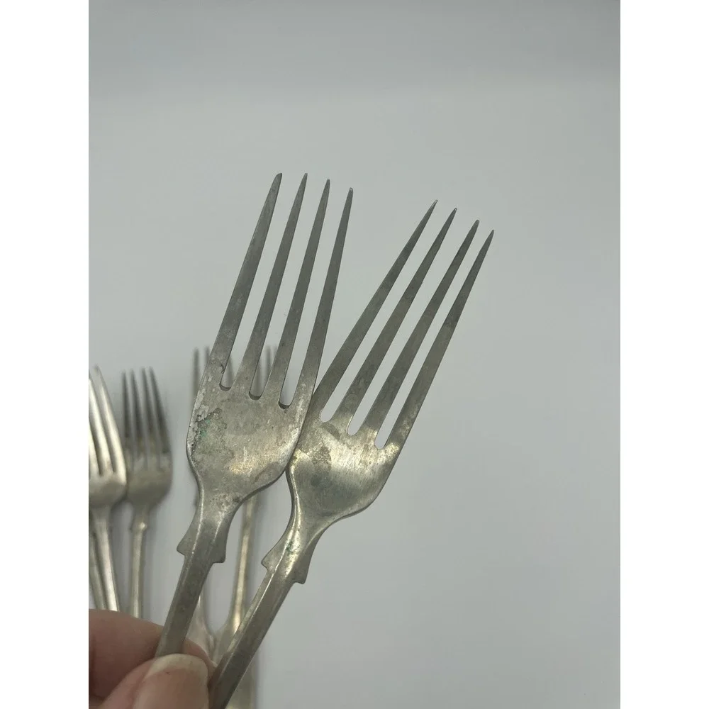 Vtg Silvera Nevada Silver Fiddle Tipped Pattern Lot of‎ 13  Silverplate Forks